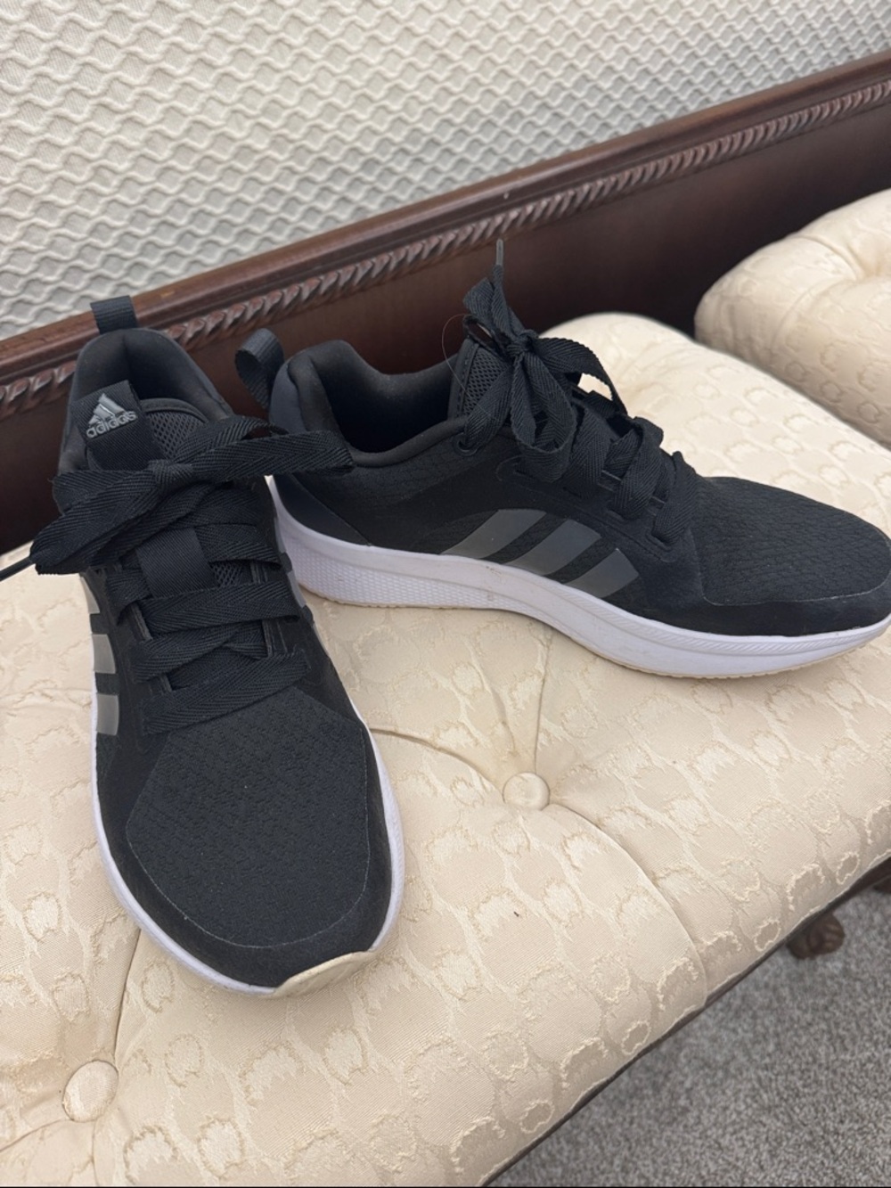 adidas Black Running Shoes with White Sole